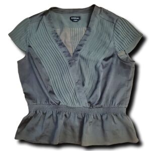 Bebe Green Cap Sleeve Peplum Blouse Wrap Elastic Size L/G